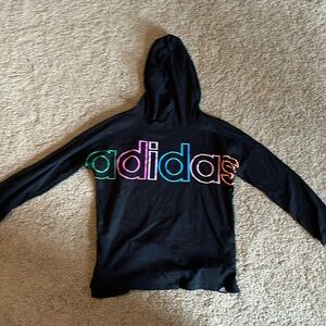 Adidas black long sleeve t with hood size 10-12